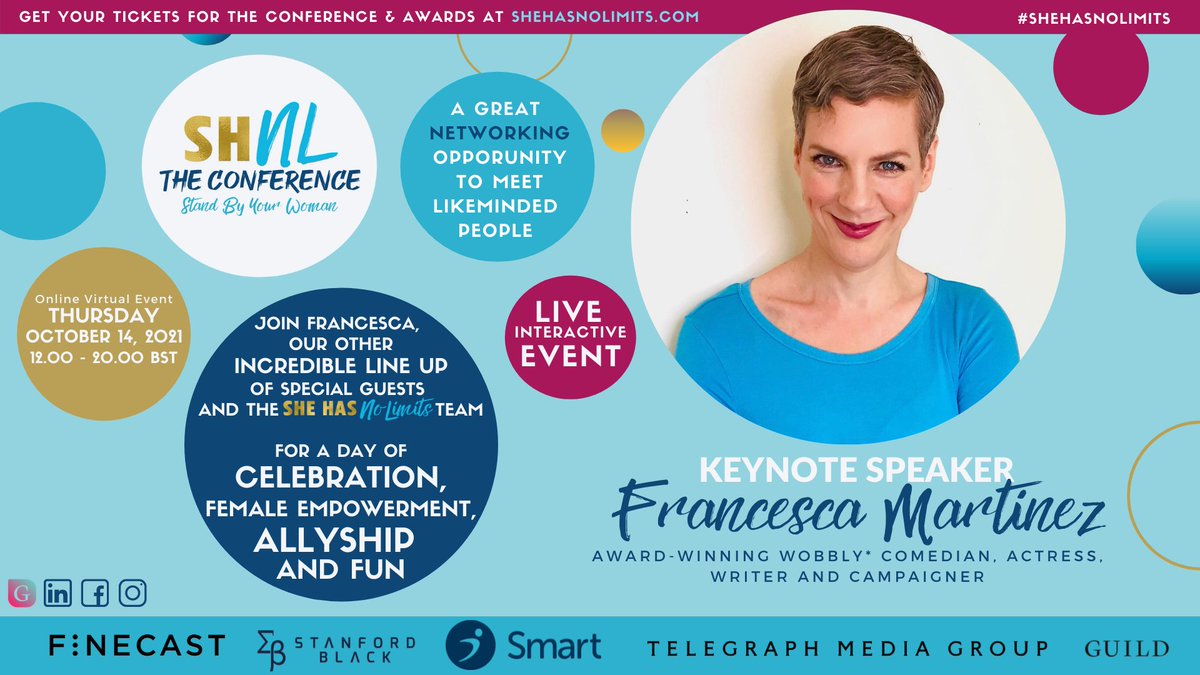 If you haven't heard already, really where have you been... The inspiring Francesca Martinez will be a keynote speaker at this year's SHNL Conference!🤩

Follow the link to see Francesca in action at our conference!
shehasnolimits.com/conference-202…