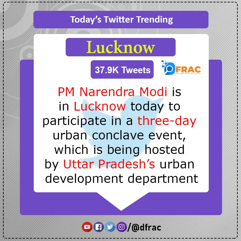 DFRAC_org's tweet photo. "Lucknow" trending on Twitter with 37.9K tweets.
Know more about it!
#DFRAC #HashtagTrending #Lucknow #Azadi75 #UttarPradesh https://t.co/Bi8Bfn9Vzt
