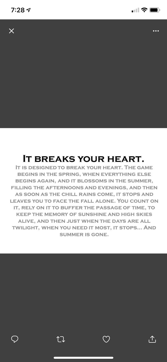 Giamatti’s view of baseball rings true every fall, except for today, as 43 years later - Boston Red Sox &amp; NYY are again tied after 162 games. Let’s win this time ⚾️🙏