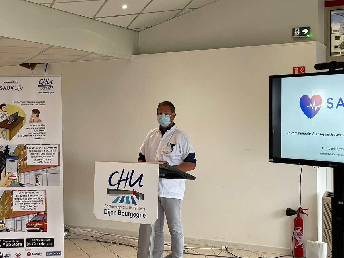Aujourd’hui, nous lançons officiellement #SAUVlife en Bourgogne ! 
Retour en images sur la conférence tenue au @CHUDijon que nous remercions chaleureusement pour leur accueil.
Voisins bourguignons, téléchargez l’app et sauvez des vies, c’est désormais possible !
