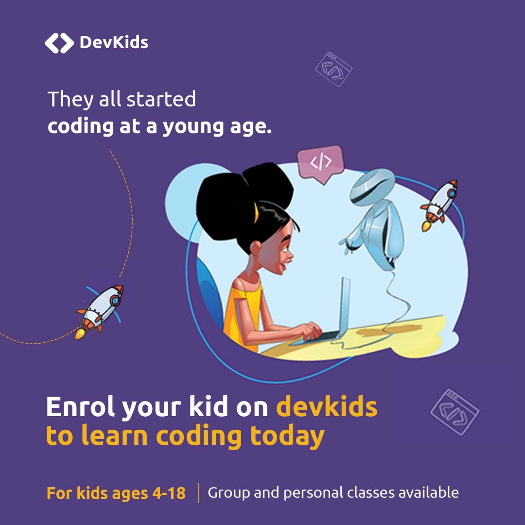 ntvuganda's tweet photo. AD: Kids can learn how to code because that's like
exposing them to a new language.
Visit https://t.co/BQNKAwHzvU to register your kids for group or personalised coding classes.
#DevKids #DevKidsLab #CodingForKids https://t.co/0H2t02MTgc