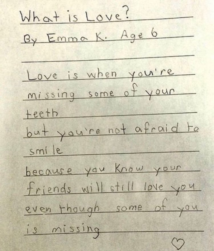 Goodable's tweet photo. This is Emma.  

She's six.  

When she was asked what love is, this was her response.

Love really is that simple.

(📸: @artology) https://t.co/5rbNcavVQS