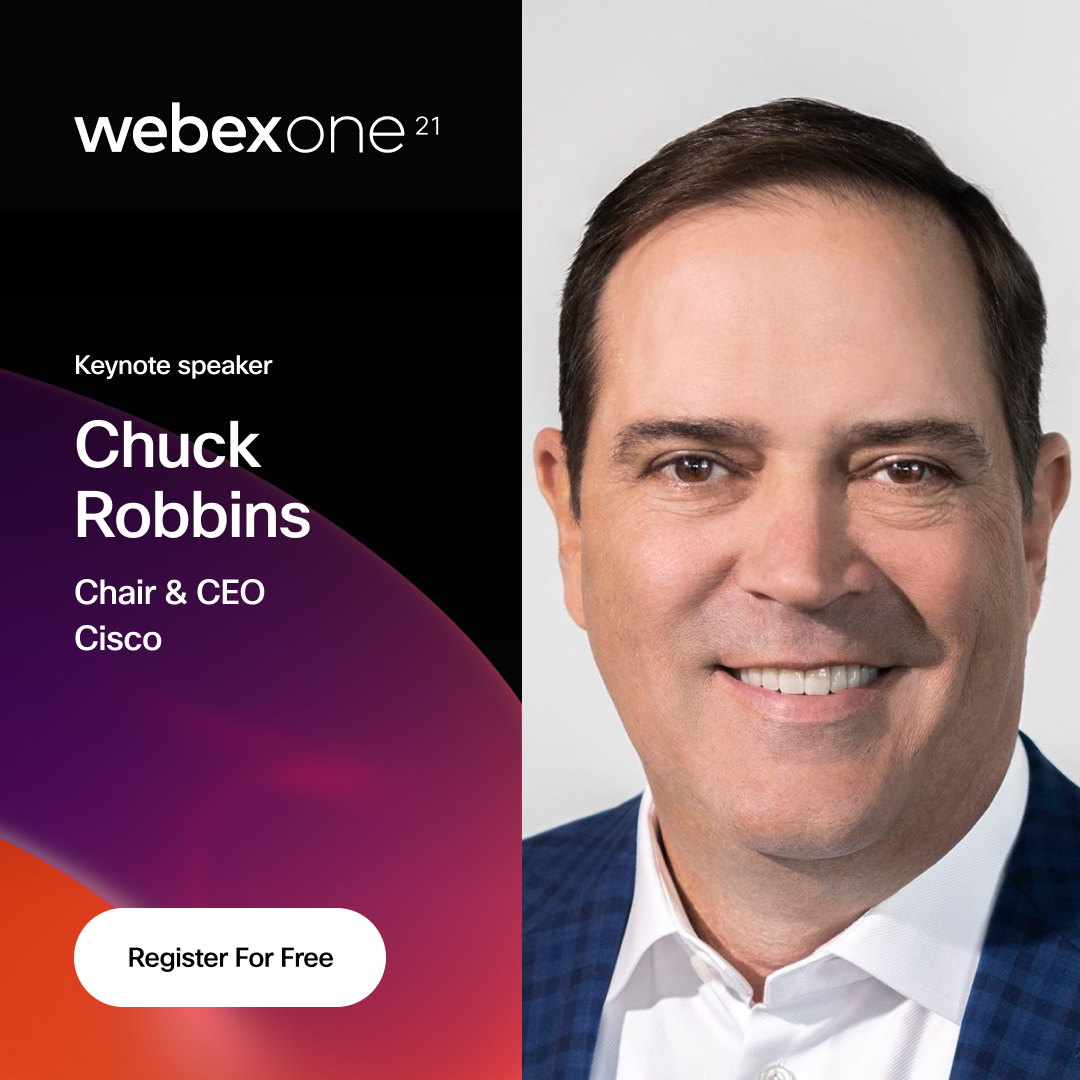 Webex's tweet photo. This year at #WebexOne, we offer a deep-dive into all the latest #Webex product innovations, from #HybridWork to Customer Experience. 

Featuring: @ChuckRobbins | @jpatel41 | @FranKatsoudas | @javed_khan | and many more!

See the full lineup ➡️ https://t.co/XbCRVJsvRe