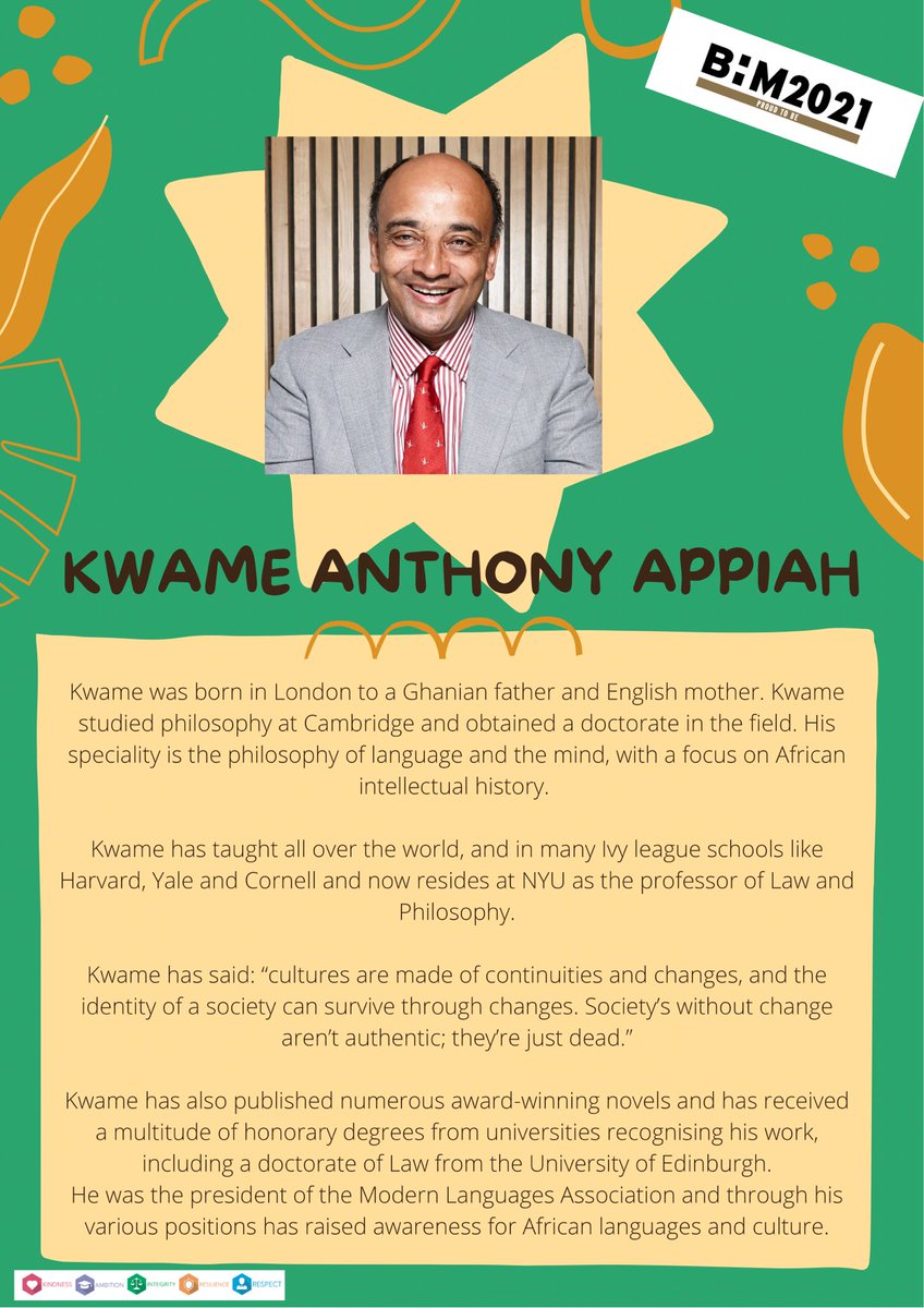 HillheadHS's tweet photo. Today’s faculty focus for Black History Month was Kwame Anthony Appiah. The tannoy was read by Sandy Connelly one of our school vice captains. #BlackHistoryMonth #BHM #BHM2021 #BHMHHS https://t.co/TsWovYk5Si