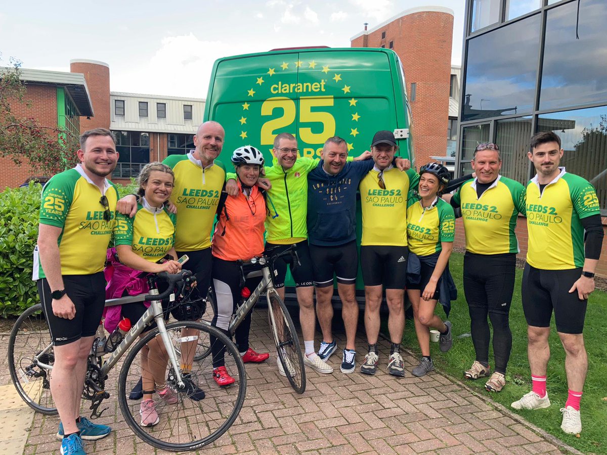 Claranet's tweet photo. The Leeds 2 São Paulo Challenge continues with the cycling team powering 70 miles down to Gloucester.

Next up, the cyclists head east to Wallingford.

#L2SP #Leeds2SaoPaulo #Claranet https://t.co/4UW87Vs48W