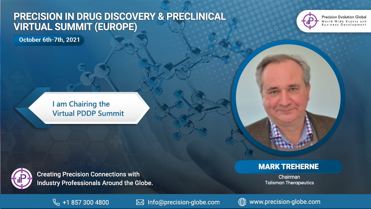 PrecisionEvolu1's tweet photo. Hear from Dr Mark of Talisman Therapeutics at the #VIRTUALPDDP Summit as he shares his remarks as our Chairman for the summit tomorrow!
Email us at info@Precision-Globe.com to participate and gain insight into the world of #DrugDiscovery & #Preclinical research
#FDA #AI #ML https://t.co/Y1LxaoAGNR