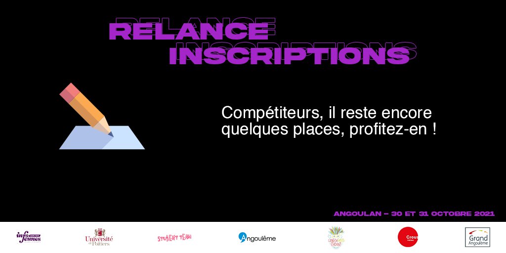 Il reste encore des places disponibles! 
Les équipes déjà inscrites sont validées, il reste encore quelques slots, dépêchez-vous 🚨🚨