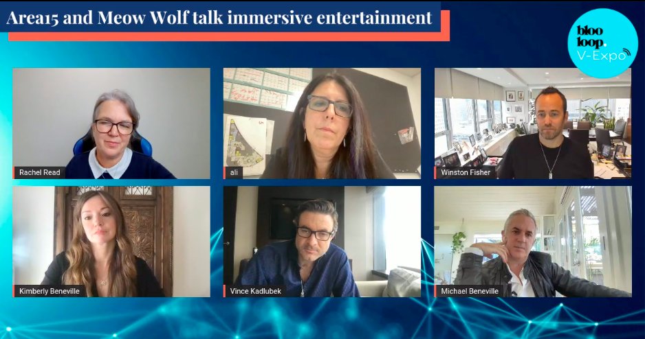 Blooloop's tweet photo. We are lucky to have a panel of leaders in #immersive entertainment on stage at #blooloopVExpo right now, including @AREA15official and @MeowWolf. https://t.co/GZ96XmM4qx