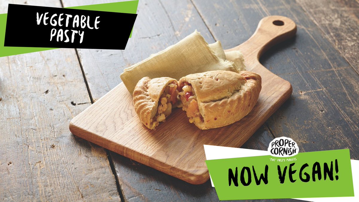 ProperCornishUK's tweet photo. Big news for everyone who loves our #VegetablePasty - thanks to a delicious new glaze, it's joining our #VeganRange!
It's the same great taste but totally #vegan π https://t.co/Tm7J0ZcE2c