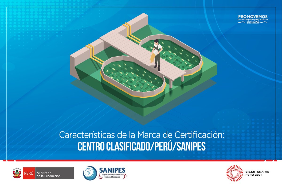 SanipesPeru's tweet photo. ¿Sabes de qué se trata la Marca de Certificación de #Sanipes? ✅👀
👉Conoce aquí los beneficios y características que otorga este sello sanitario a los Centros de Producción Acuícola, clasificados bajo el modelo de #FPBR.👇
#ProduceSostenible
#SanipesATuServicio https://t.co/XzPjYPgTEB