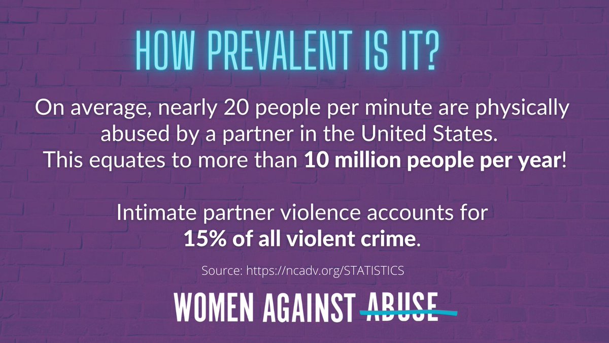 WomenAgnstAbuse's tweet photo. According to @NCADV, on average nearly 20 people per minute are physically abused by a partner in the U.S. In one year, this equates to over 10 million people. 
#DVAM2021 #DVAMPhilly
(1/2) https://t.co/i0WttiGhHs