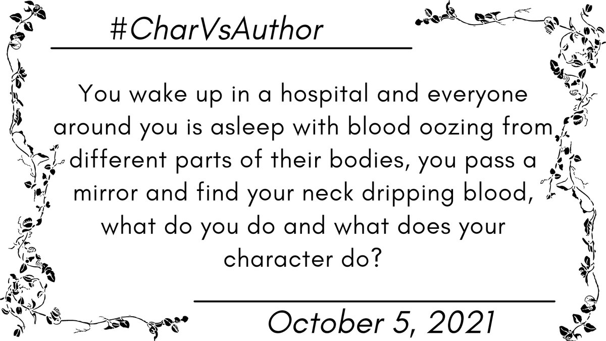 charvsauthor's tweet photo. Day 5 of #CharVSAuthor
Dont forget to tag or retweet this tweet (or dont)
What happens when things get a little messy at the hospital? What do you do and what does your char do? https://t.co/rAEtdapPc1