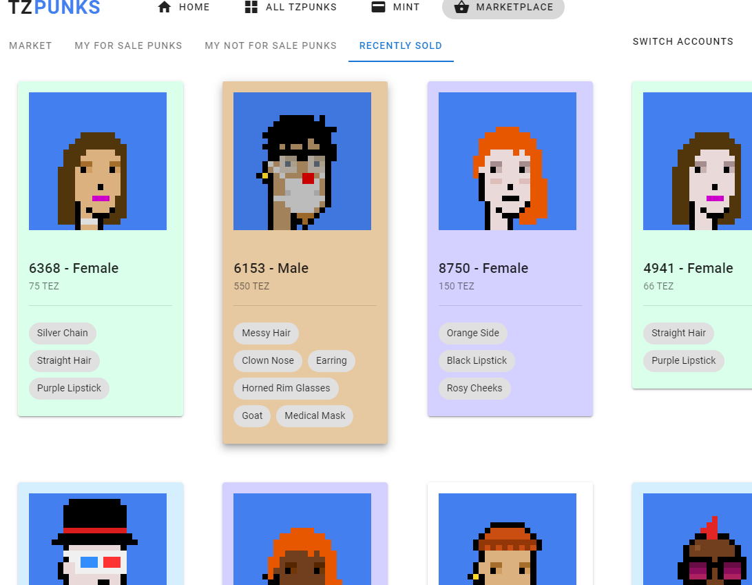 TzPunks's tweet photo. 🚨 Recently Sold now live 🚨
check it out at https://t.co/l9eV3wAlg0

#NFTMARKET #NFTs #CleanNFT #tezos #tzpunks https://t.co/ZHYVpu5ilz