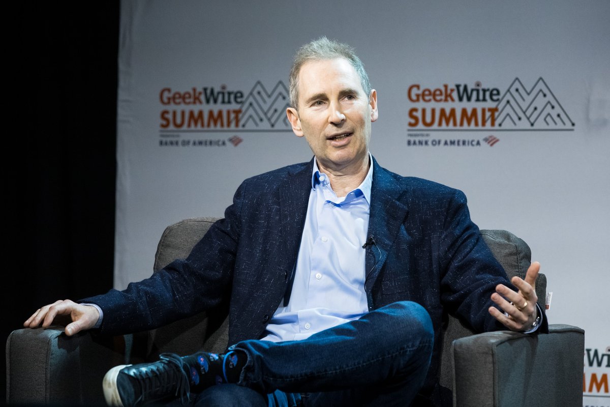 Now on stage at the #2021GWSummit: Amazon CEO Andy Jassy. Get access to the livestream and on-demand video here: geekwire.com/events/2021-ge…