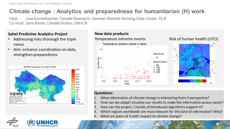 JanaBirnr's tweet photo. Join us tomorrow at 13.00 for a breakout session on  ''Climate change: Analytics and preparedness for humanitarian work.'' at @DLR_en's #HumTechDays #predictiveanalytics https://t.co/GEpieRWHpT