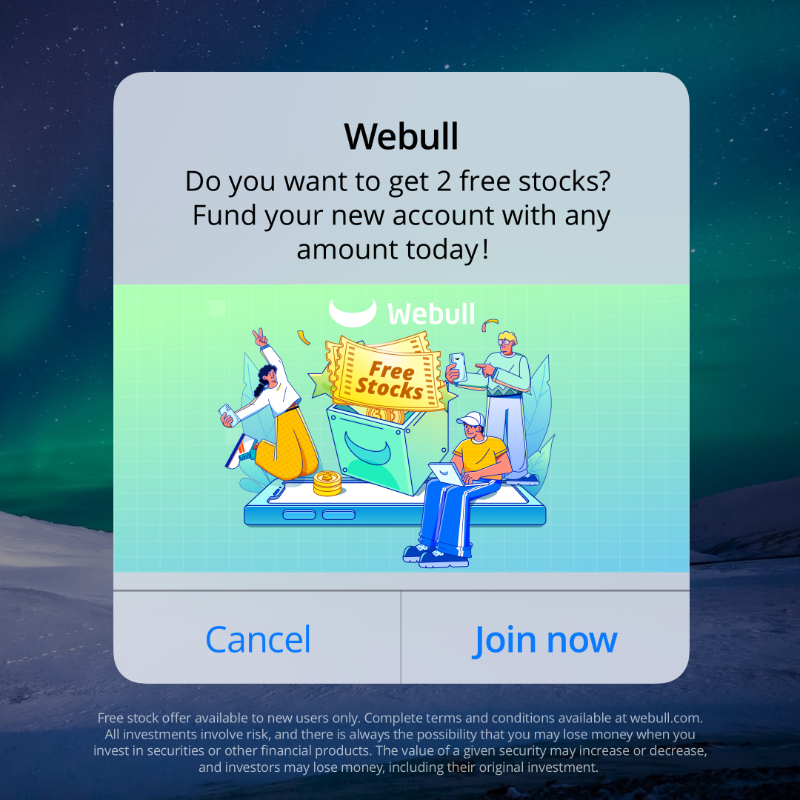 WebullGlobal's tweet photo. 🥰Become an investor with 2 free stocks now!

🥰Here’s how:
1. Open a Webull account = 1 free stock（valued up to $300）
2. Fund your new account with any amount = 1 free stock（valued up to $2000)