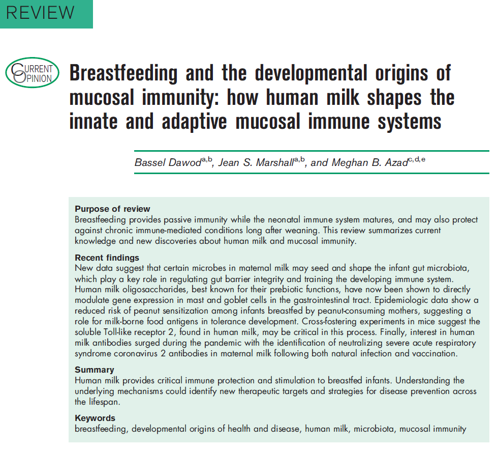 Prof. Meghan Azad, PhD (@meghanazad) on Twitter photo New review paper is out! 
(Just in time for #NationalBreastfeedingWeek!)
I learned loads writing this review with immunology collaborators <a href="/basbees/">Bassel Dawod</a> & Jean Marshall...  🧵
journals.lww.com/co-gastroenter… New review paper is out! 
(Just in time for #NationalBreastfeedingWeek!)
I learned loads writing this review with immunology collaborators <a href="/basbees/">Bassel Dawod</a> & Jean Marshall...  🧵
journals.lww.com/co-gastroenter…