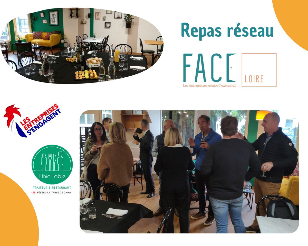 [REPAS RESEAU]

🍽 Quel plaisir de se retrouver pour le repas réseau du club FACE Loire!
Merci au restaurant Ethic Table et à Louise Cérézo Lahiani pour l'accueil.
#entreprise #Emploi #insertion