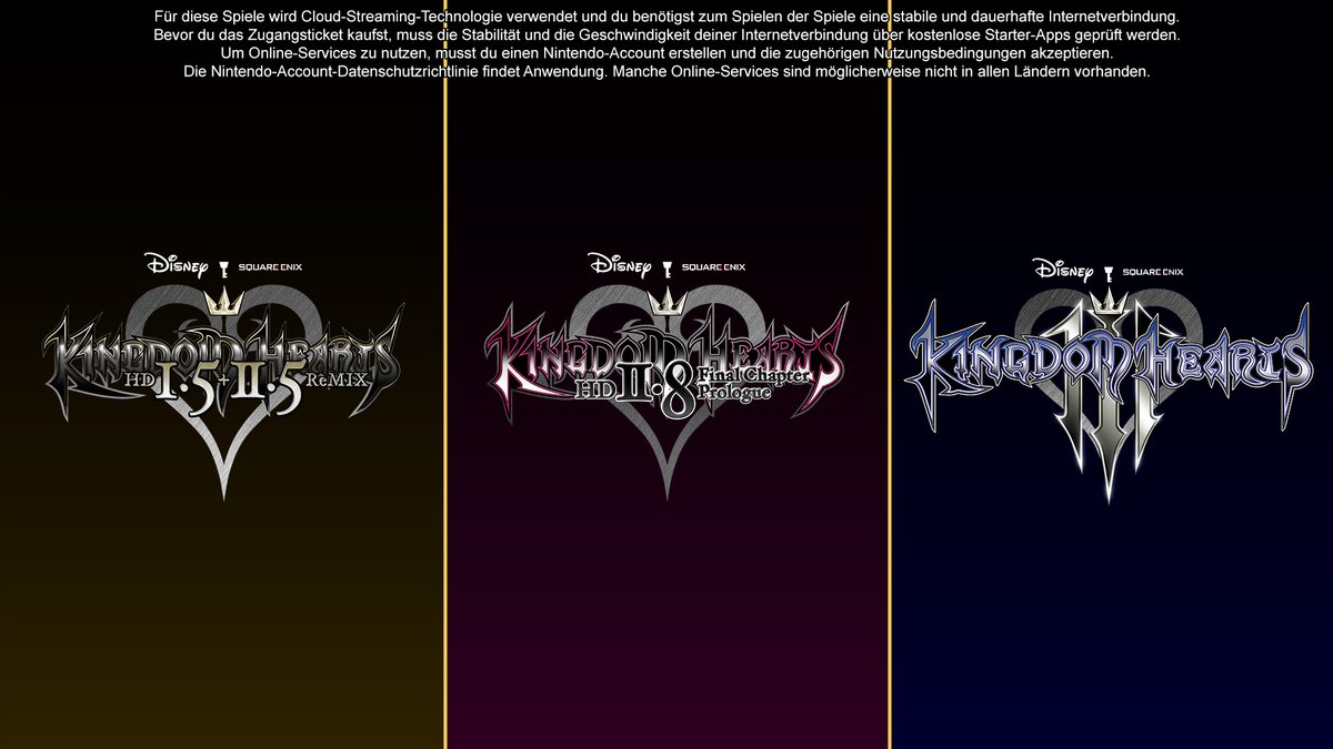 NintendoDE's tweet photo. Die #KingdomHearts-Spiele erscheinen als Cloud-Versionen für #NintendoSwitch!

- KINGDOM HEARTS - HD 1.5 + 2.5 ReMIX - Cloud Version
- KINGDOM HEARTS HD 2.8 Final Chapter Prologue Cloud Version
- KINGDOM HEARTS III + Re Mind Cloud Version https://t.co/6KJ81xcxw3