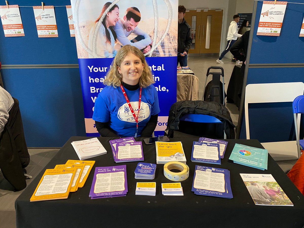 Bradford District and Craven Mind (@bdcmind) on Twitter photo We're at <a href="/BradfordCollege/">Bradford College</a>'s Safeguarding and Wellbeing Fair today!
Our stall will be here until Thursday - pop by and pick up some info if you're a student or teacher 🙂 We're at <a href="/BradfordCollege/">Bradford College</a>'s Safeguarding and Wellbeing Fair today!
Our stall will be here until Thursday - pop by and pick up some info if you're a student or teacher 🙂