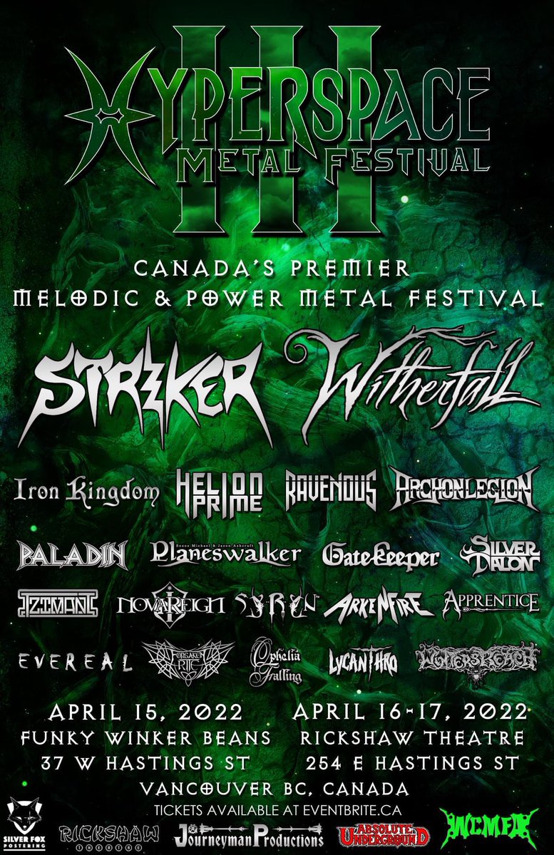 Hyperspace Metal Festival was just announced! April 15-17 in Vancouver, Canada! Playing with so many great friends. Who’s going to try to make it out to this one?