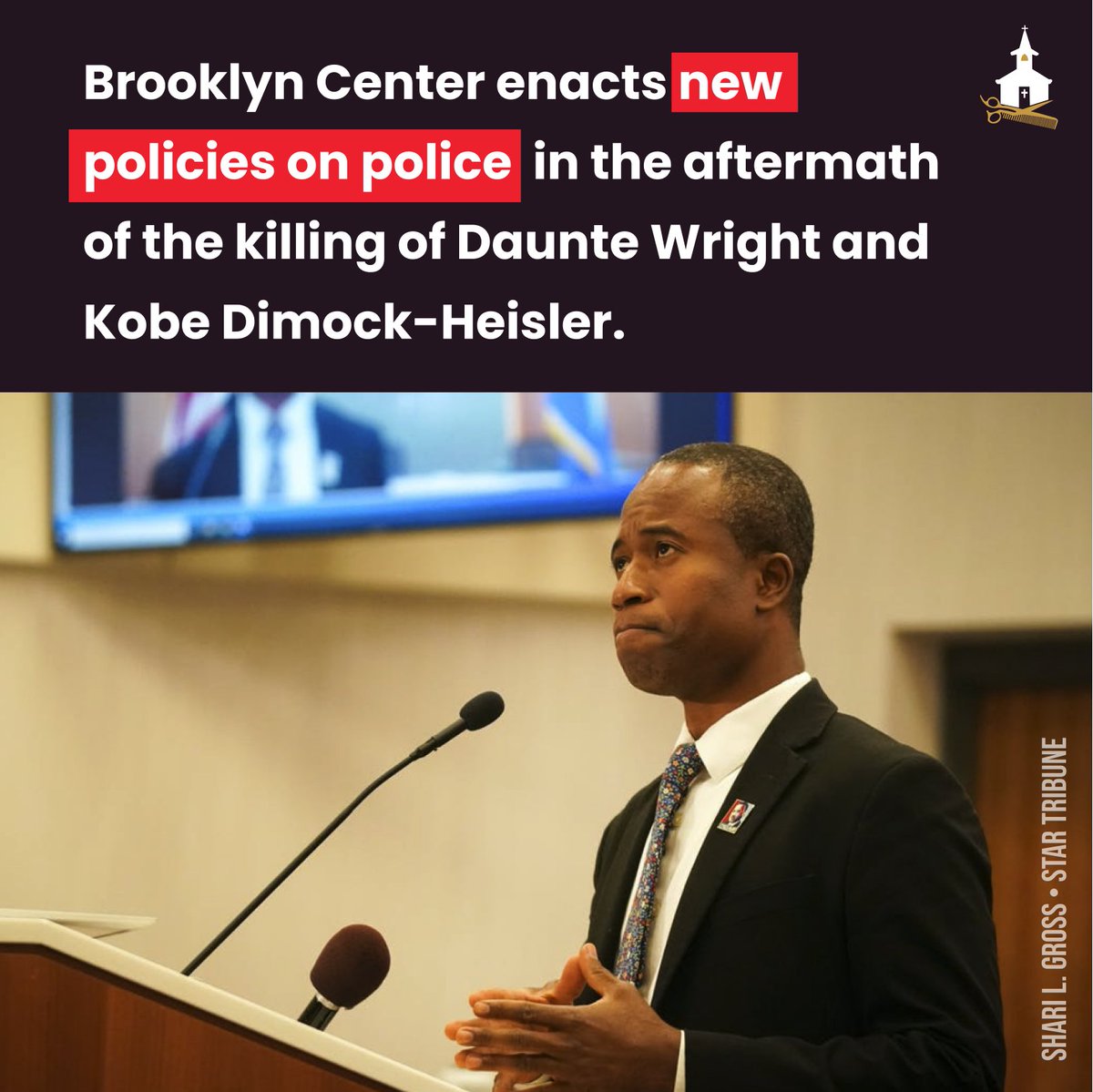 ISAIAHMN's tweet photo. ๐ฅ THIS IS BIG! Brooklyn Center enacts new citation policy for police requirements to de-escalate. Barbershop and Black Congregation Co-op of ISAIAH has been organizing nonstop in B.C. around public safety were ppl can be truly safe. We're not done yet! #BBCCStrong https://t.co/cWML5bDbFC