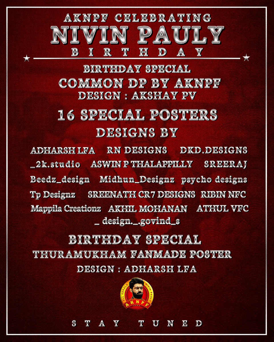 AKNPF_Official's tweet photo. Let's Have A Massive Celebration For Our Idol @NivinOfficial 's Birthday 😉🔥

Watch This Space Later For More Updates !!
Stay Tuned at Team AKNPF ❤

#NivinPauly @NivinOfficial 
#NivinPaulyBdayOnOct11 
#NivinPaulyBdayFest https://t.co/yGJ6iu1azB
