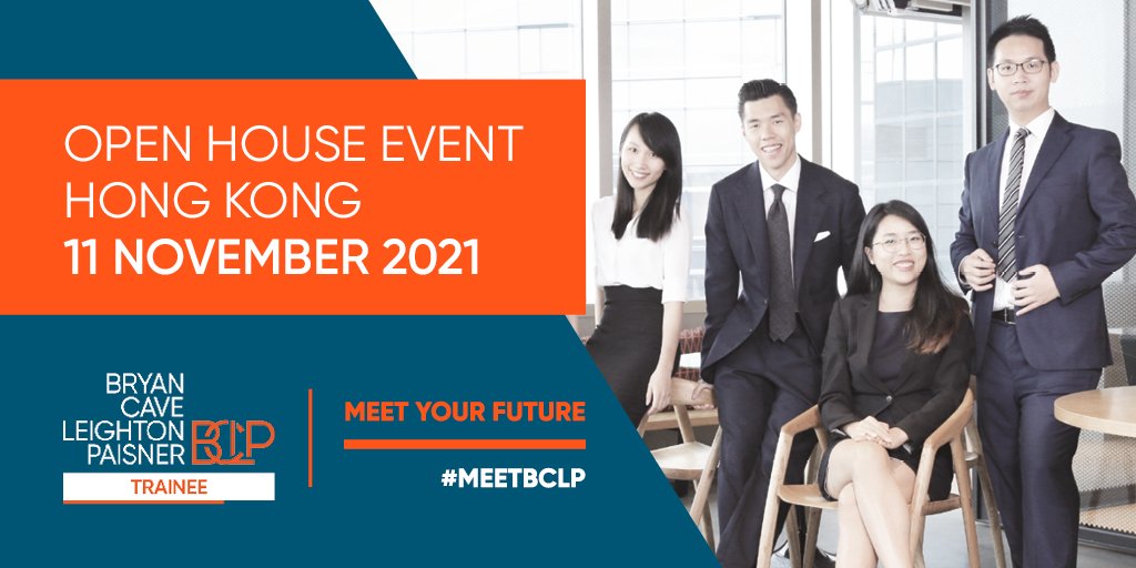 Interested in a career in law in Hong Kong but don’t know where to start? Our Hong Kong office is running an Open House event on 11 November where you will hear from current trainees, partners and others about life at BCLP’s Hong Kong office. 

trainee.bclplaw.com/apply-now

 #meetBCLP