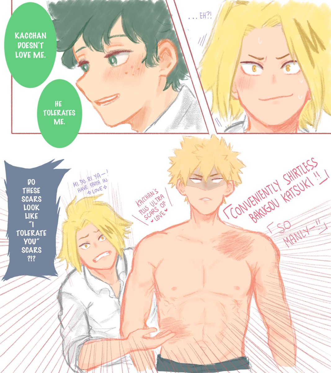 endthisdream's tweet photo. bkdk and kami

Izu thinks Kats couldn’t possibly ✨love✨ him — which is ridiculous cause even Kami knows the truth.

(And those are definitely not an “I Tolerate You” scars on Kats torso.)

#bkdk #ktdk https://t.co/oWbCZIwuAt