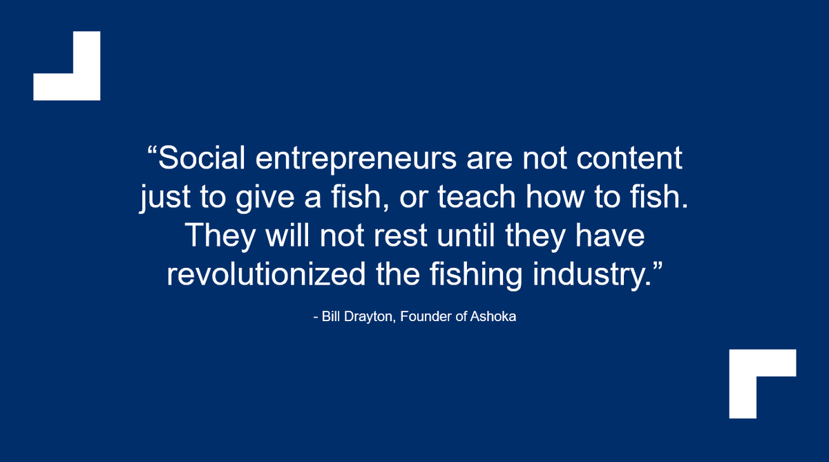 SHOPSPlus's tweet photo. “Social entrepreneurs are not content just to give a fish, or teach how to fish. They will not rest until they have revolutionized the fishing industry.” #SHOPSPlus #CatalyticCapital #SocEnt 🐟 https://t.co/HYeJkxBFrl