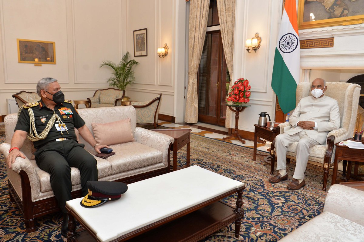 General Bipin Rawat, Chief of Defence Staff, called on President Kovind at Rashtrapati Bhavan.