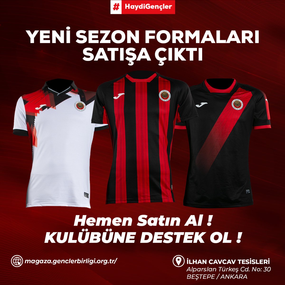 🔴⚫️ Yeni sezon formalarımız satışa çıktı!

Formalarımızı, Beştepe İlhan Cavcav Tesisleri ve Gençlerbirliği E Mağaza'dan satın alabilirsiniz.

🔗 magaza.genclerbirligi.org.tr