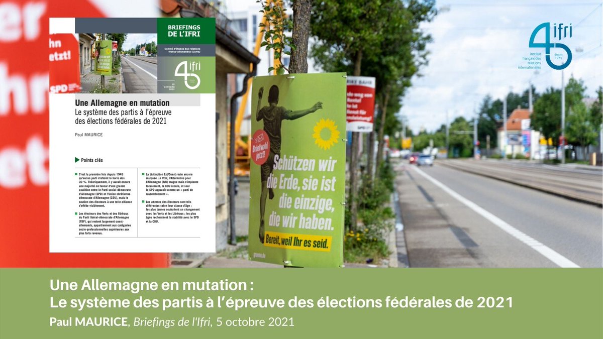[A LIRE📖] 🇩🇪🗳️ « Une #Allemagne en mutation : le système des partis politique 🇩🇪 à l’épreuve des élections fédérales de 2021 » 

Mon #Briefing sur les résultats des élections fédérales pour le <a href="/CerfaIfri/">Comité d'études des relations 🇫🇷🇩🇪</a> <a href="/IFRI_/">Institut français des relations internationales</a>
#Bundestagswahl2021 #btw21 

➡️ ifri.org/fr/publication…