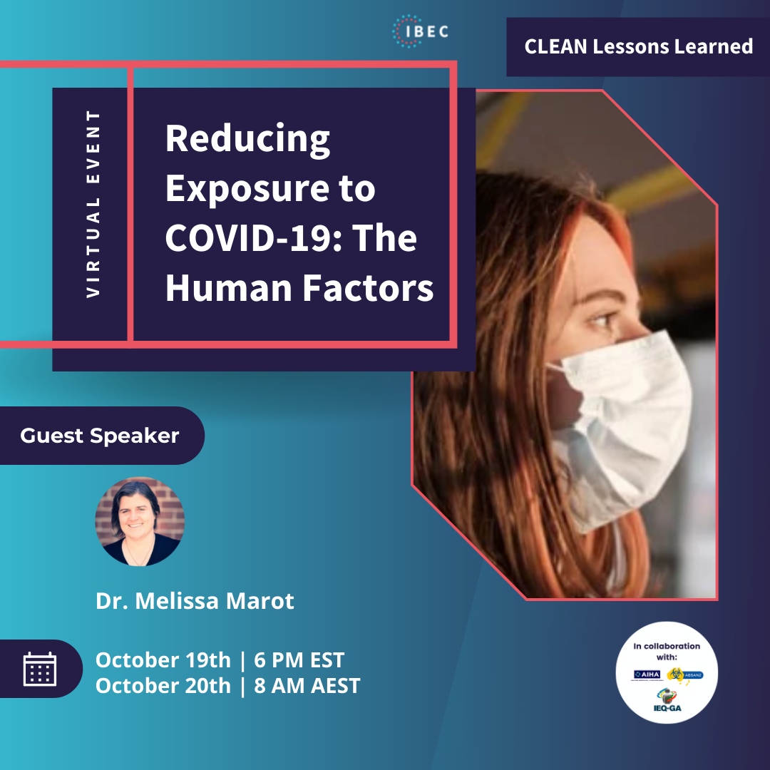 Are you ready for the third session of our CLEAN Lessons Learned series? 

"Reducing Exposure To COVID-19: The Human Factors." 

⏲ Limited Spots Available! 

AIHA 
#ABSANZ
#IEQ-GA

Sign up here: hopin.com/events/reducin…

#covıd19
