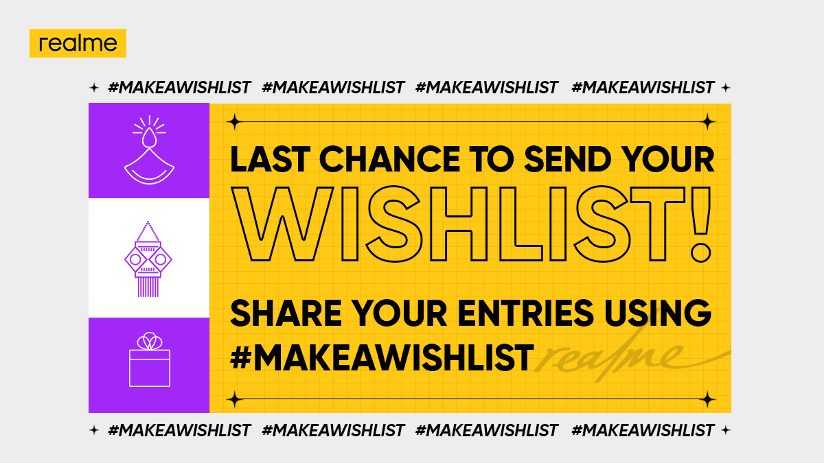 realmenarzoIN's tweet photo. Have you made your wish yet?
Share your wishlist's screenshot using #MakeAWishList & you could #win* one of the products.
It's now or never!
#Contest
*T&C Apply https://t.co/hoC4Iuhp37