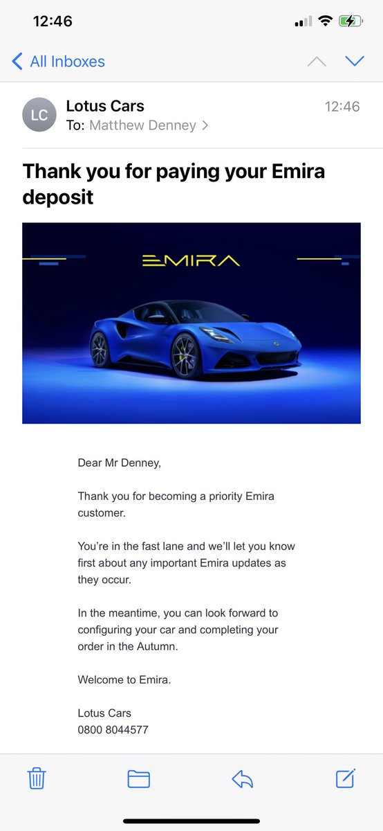 MatthewJDenney's tweet photo. Been a while since last on here. But I did a thing today. And I’m rather excited. Sorry lawyers, car content. But I suppose it’s sort of a #humblebrag so will donate #lotus #emira https://t.co/wqhVt50a0y