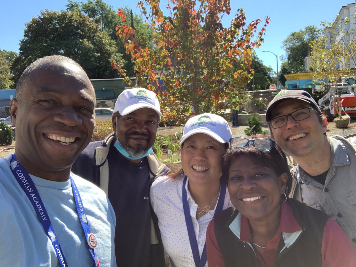 On Friday we explored the new #MicroForest in #CodmanSquare. It's a site filled with color, wonder, joy that will provide lessons & respite for students, teachers, residents. So proud to stand with our partners @codmanacademy to welcome over a dozen trees to #Boston. #TreeEquity