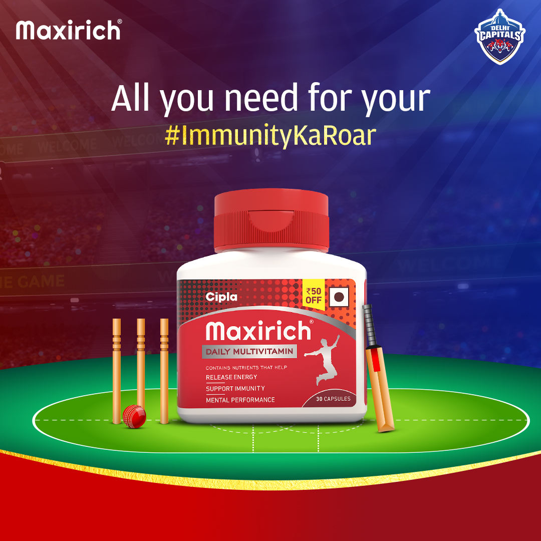DelhiCapitals's tweet photo. A strong immune system helps to keep a person healthy 💪
Be well prepared with strong immunity everyday with #ImmunityKaDailyDose 👉 @maxirich_in 🙌
#YehHaiNayiDilli #IPL2021 #ImmunityKaRoar https://t.co/K4CN8N56Lv