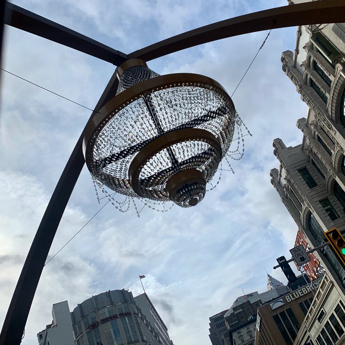 PamRBarker's tweet photo. @georgehahn The perks of being vaccinated visiting the Cleveland landmark #GEChandelier and experience Broadway coming to Cleveland! #TheLionKing #covidsafety #vacinated #playhousesquare #fabulous https://t.co/EDUikONhQG
