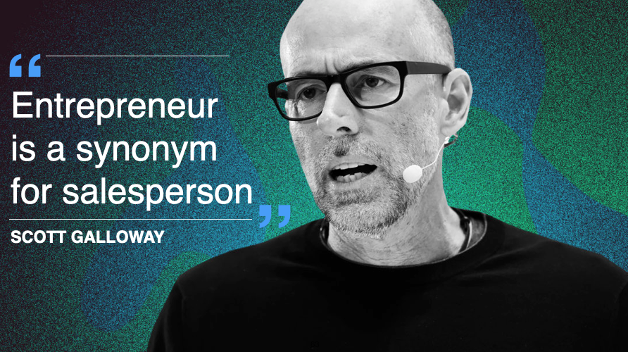 ewrjanssen's tweet photo. When I ask groups of entrepreneurs what % of their time they spend in direct sales or non-sales selling activities (fundraising, convincing a new employee to join them, pitching to the media), the answer is always > 90%.

(does this count as a citation for @profgalloway?) https://t.co/sE0mgw0WAE