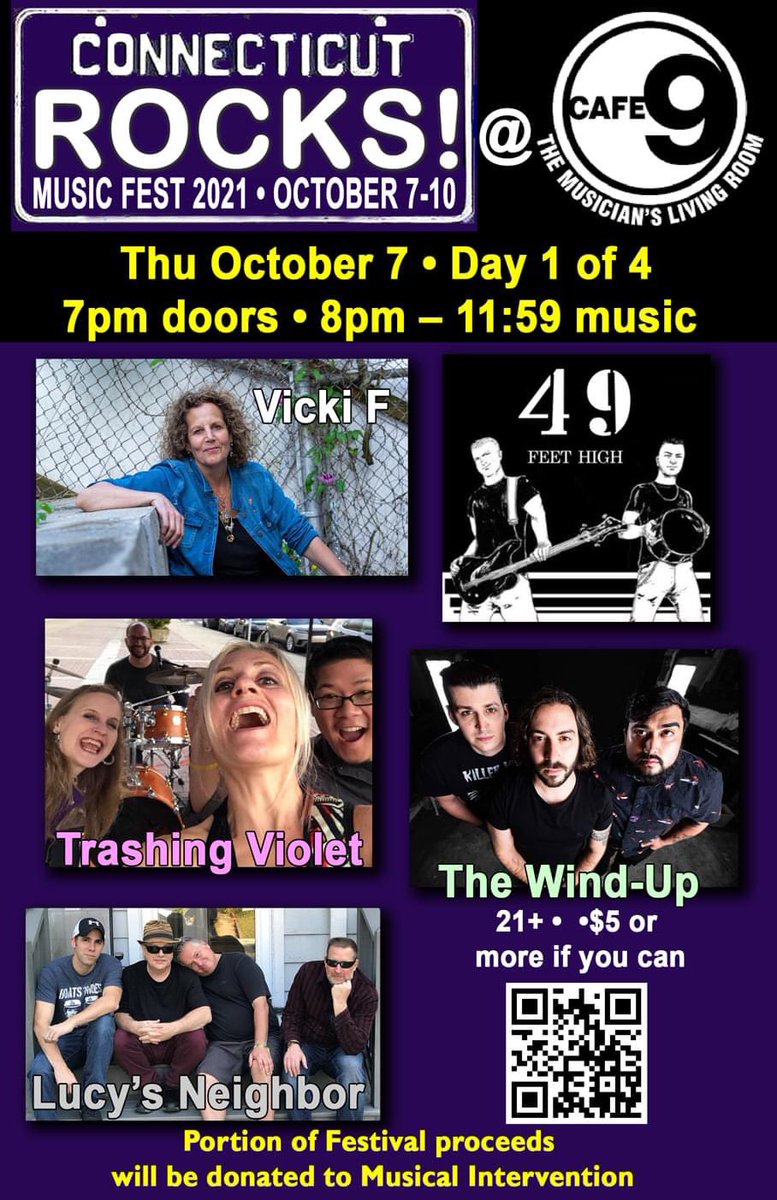 49feethighrock's tweet photo. 💥2 DAYS💥 Cafe 9 in New Haven Connecticut, @ctrocksfest . Let’s do Thursday night properly‼️ #cafe9newhaven #viral #trending  #livemusic #thewindup #trashingvioletband #lucysneighbor #vickief  #ibanez #dunlop #drstrings #zildijan #sabian #vicfirth #meinl #49feethighmusic https://t.co/r5y6idlx2T