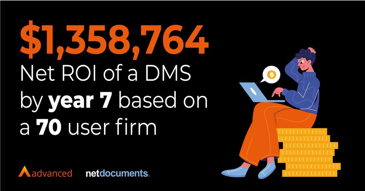 TikitGroup's tweet photo. We worked out the net ROI of a Cloud document management system (DMS) for a 70 user firm over 7 years🗃️ . Find out how much your firm could save by investing in a DMS, using our comprehensive DMS ROI calculator👉 https://t.co/r4LYqJhcN8 https://t.co/kgRG75tAWg