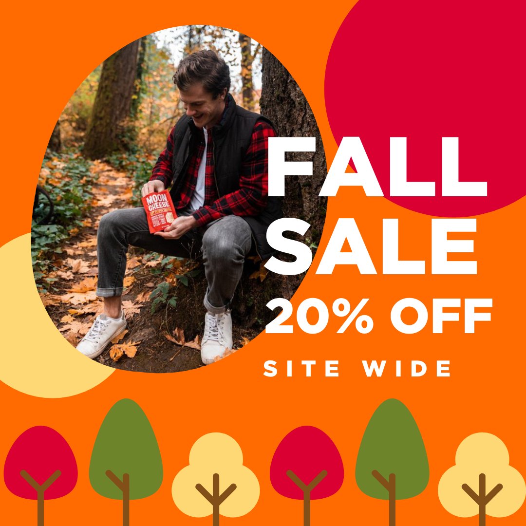 Fall is the perfect time to enjoy the Fall trees on a hike or neighborhood stroll, and Moon Cheese is the perfect companion. Enjoy 20% off sitewide with code LEAFY20 at checkout. Offer ends 10/12.