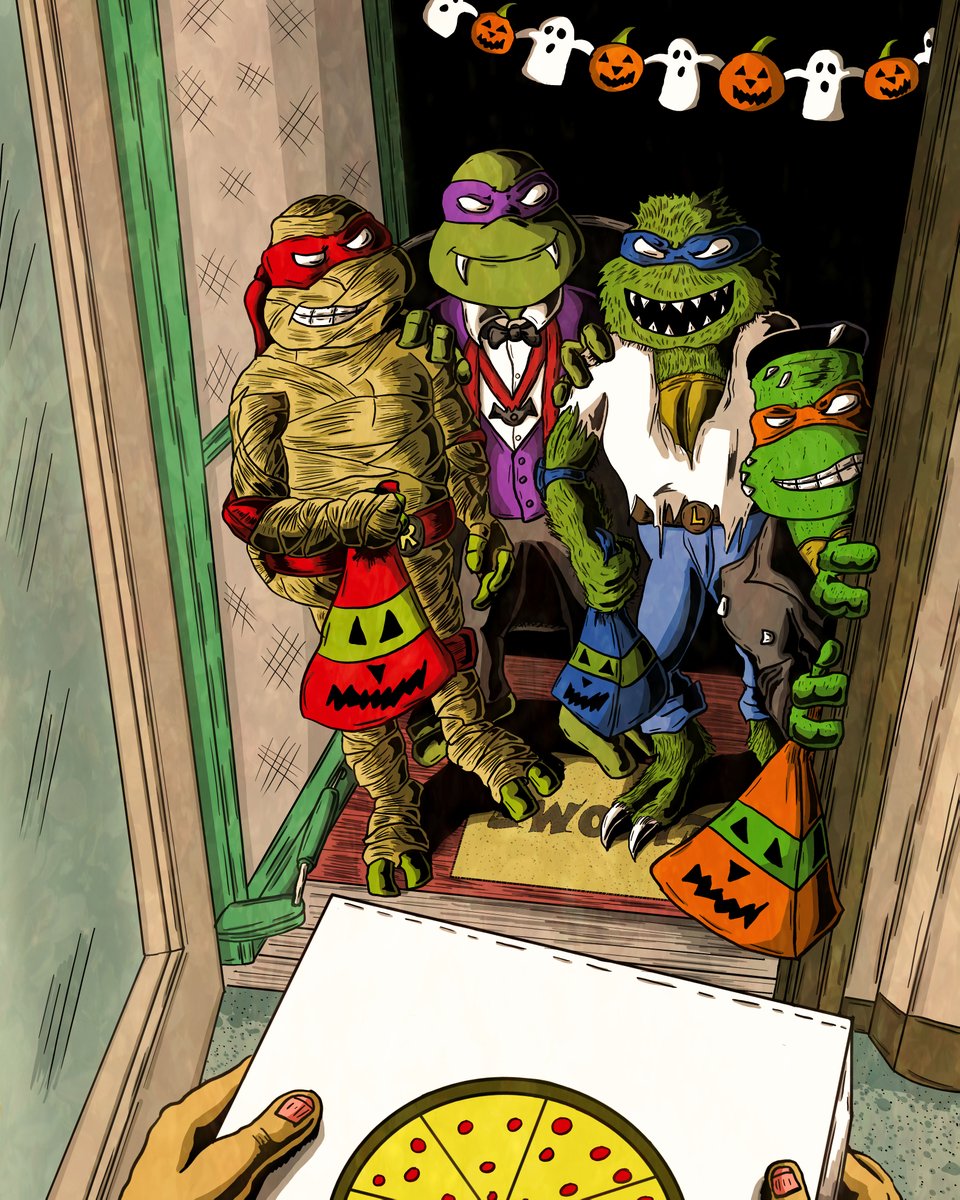 TMNT's tweet photo. Which would you rather get: candy or pizza? 

🎨: @CHollandArt https://t.co/uADMLzf3Gj