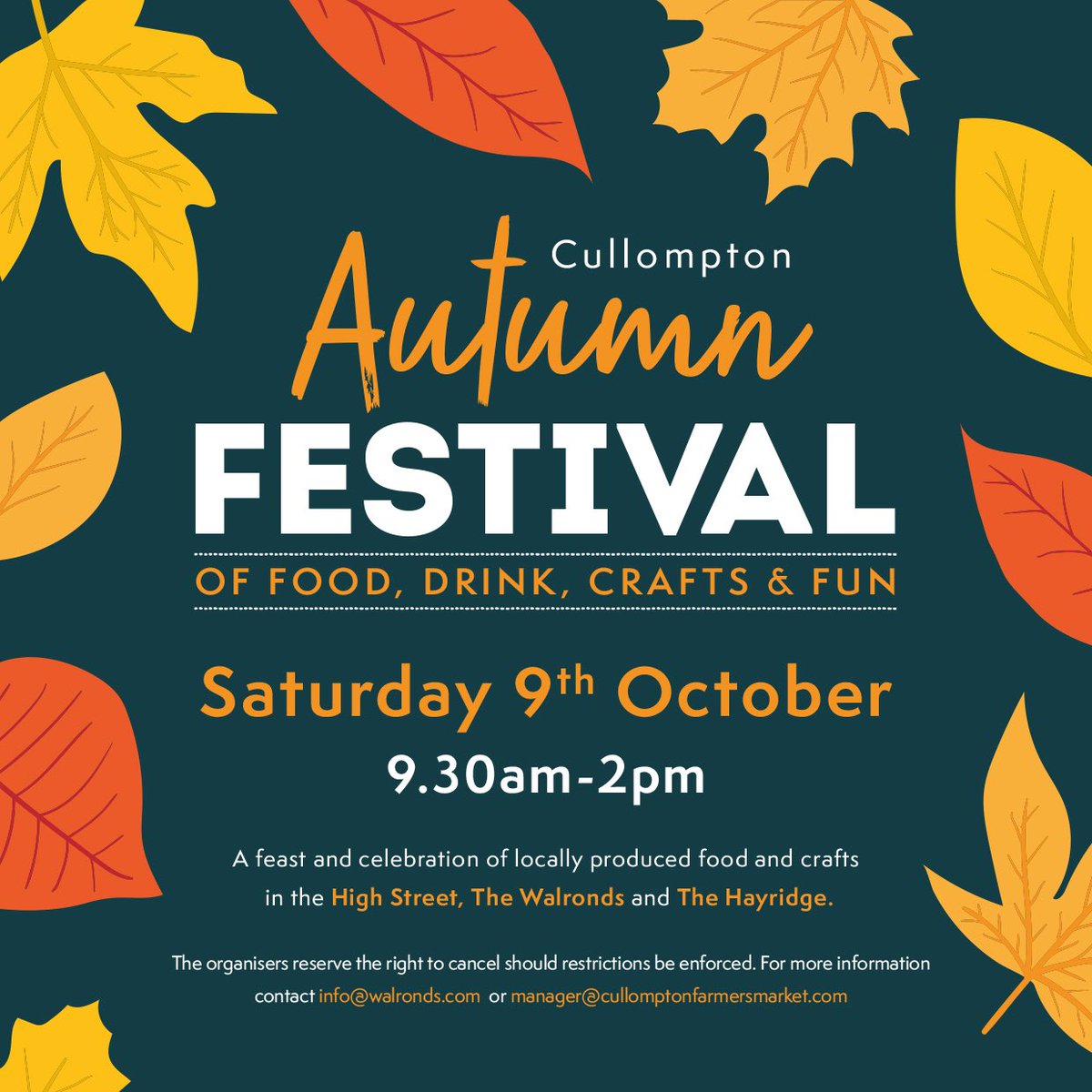 Building on our town centre consultation for #Cullompton undertaken over the summer, there will be a further opportunity for you to #HaveYourSay & find out more at the Farmer’s Market being held at the Autumn Fest on the 9th October. Read more at: middevon.gov.uk/further-chance…