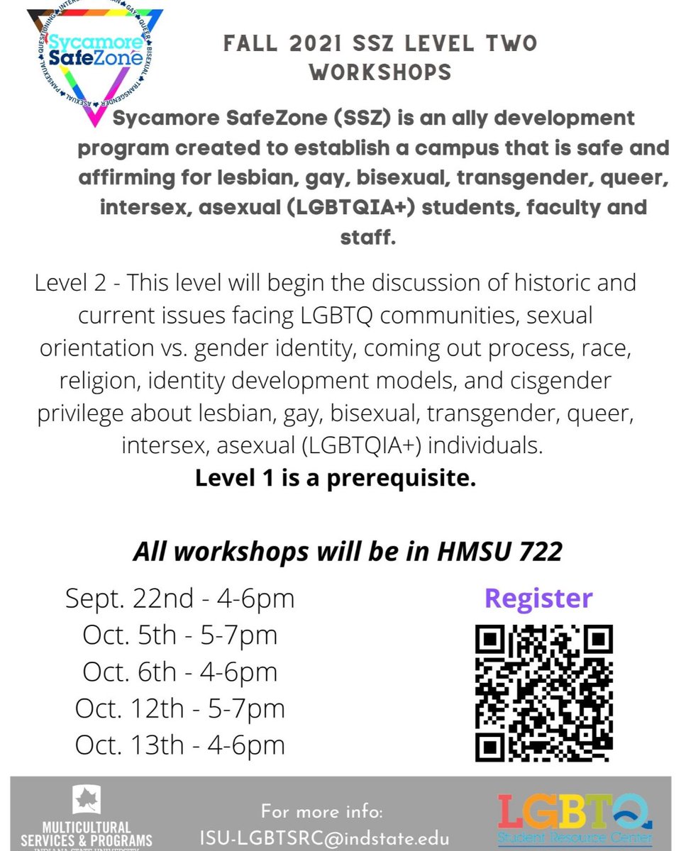MSPPrograms's tweet image. Take The Next Step To Becoming A Member of the SafeZone Community. 
Level Two Workshop oct. 5th 5pm-7pm HMSU room 722