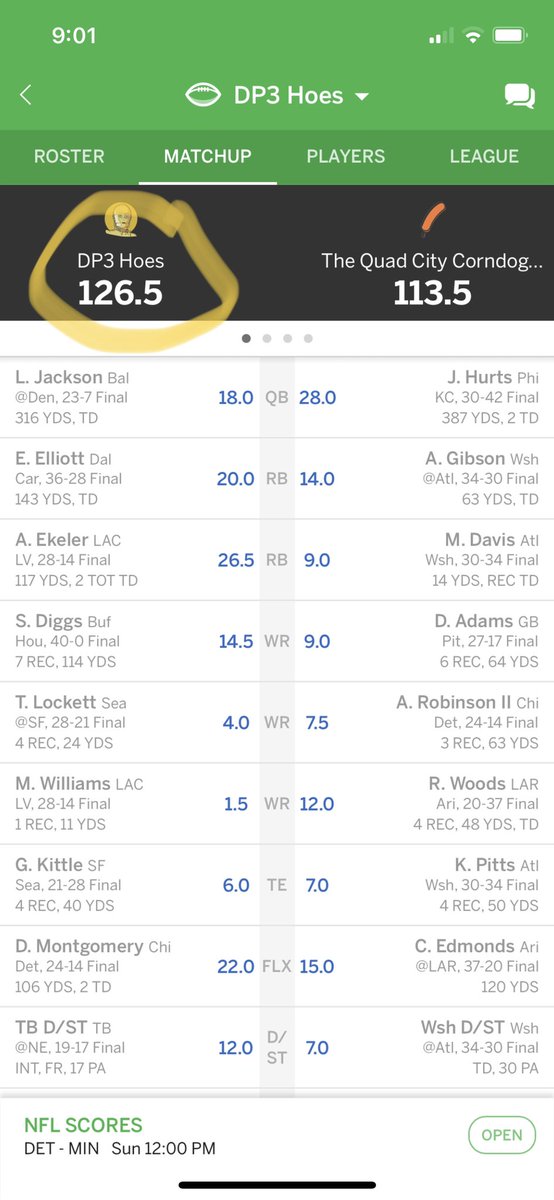 FrancoisDavis88's tweet photo. @AustinEkeler came through again for me on Monday night for the win https://t.co/no7Mx200k5