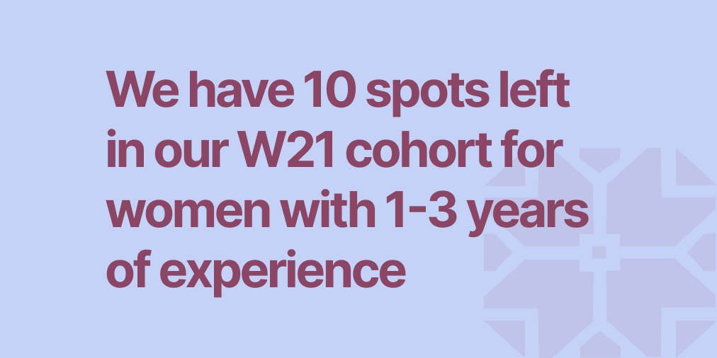TeamManara's tweet photo. Applications are closed for our Winter 21 cohort. With one exception! Women with 1-3 years of work experience. Apply here: https://t.co/yWTrivsgIZ https://t.co/dmy862f2nW
