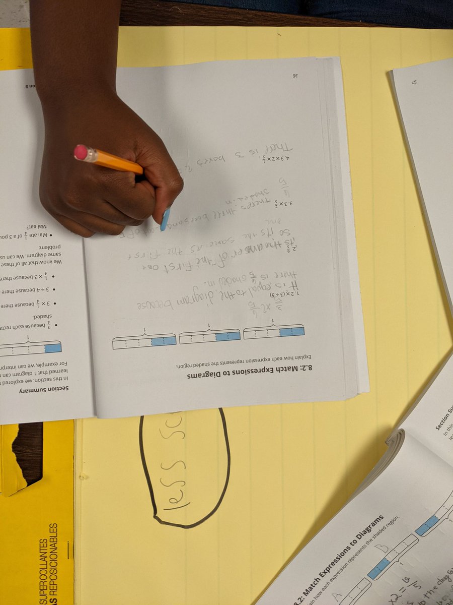 JCPS_MS_Math's tweet photo. Look at all this writing @BreckFrankES math classes. Students can explain how the diagram is connected to the expression. Amazing thinking and reasoning! I was blown away with the student conversations and connections being made! @kids_inspire @SPDirectorCDLI @JCPSAsstSuptTL https://t.co/QUkN32tPR1