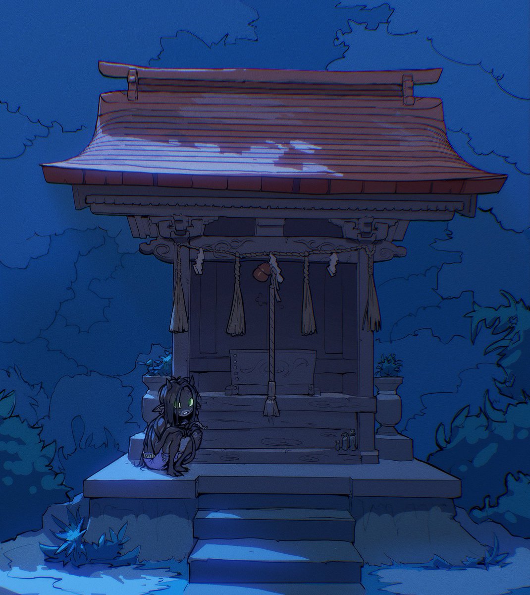 Alone. 

#dnd5e #dndcharacter #tiefling #barbarian #dhampir